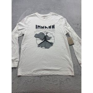 Jordan Dri Fit Mens L Long Sleeve Graphic T Shirt White Move to Zero
